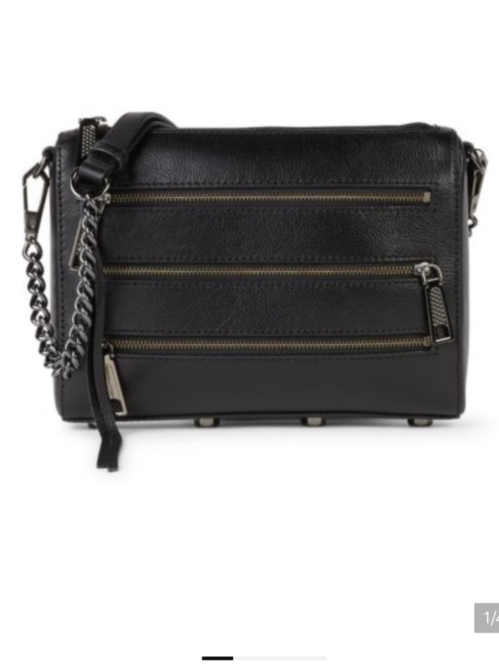 Rebecca Minkoff Black Leather Mini Crossbody with Chain Strap